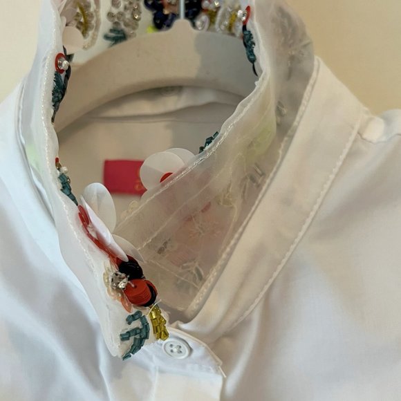 NEW! CATHERINE MALANDRINO Sleeveless Sequin Collar Top, Blouse, Size S - Picture 7 of 15